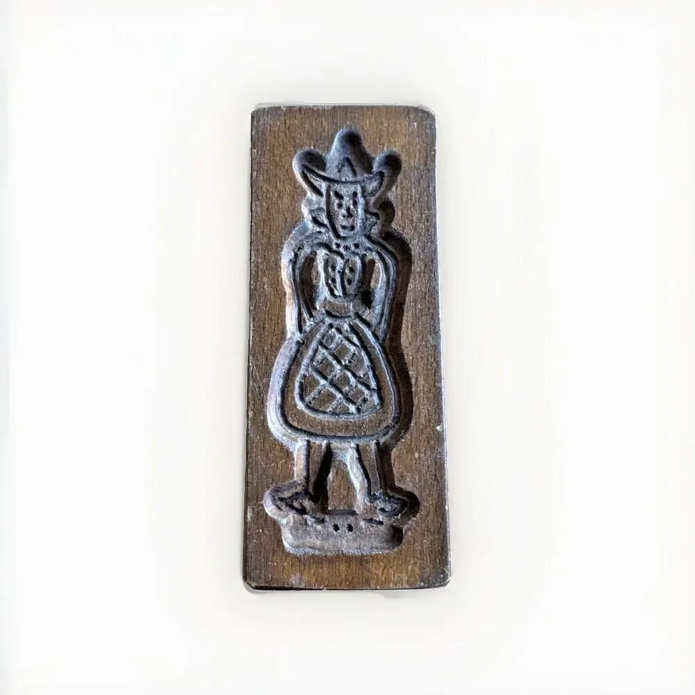 2 Vintage Dutch Hand-Carved Wooden Cookie/Biscuit Molds 7”x2.5”